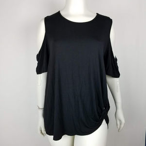 Boutique + Top Cold Shoulder Black 3X